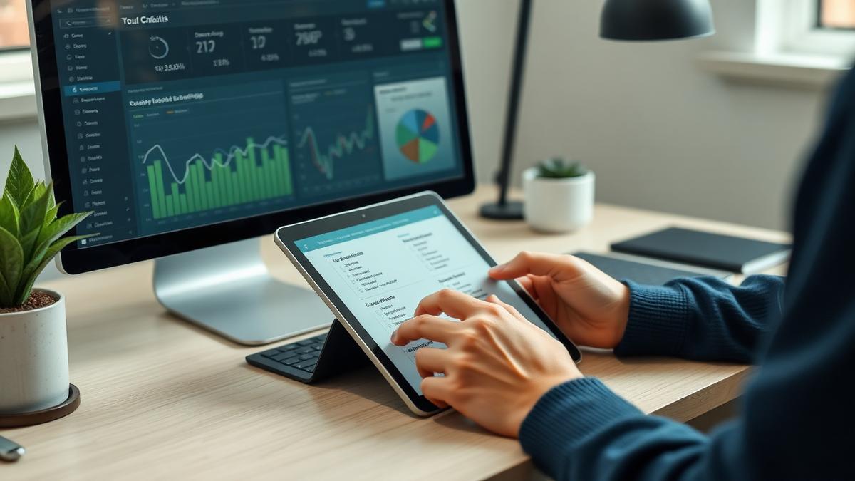 SEO-tjekliste på tablet ved siden af analyseskærm